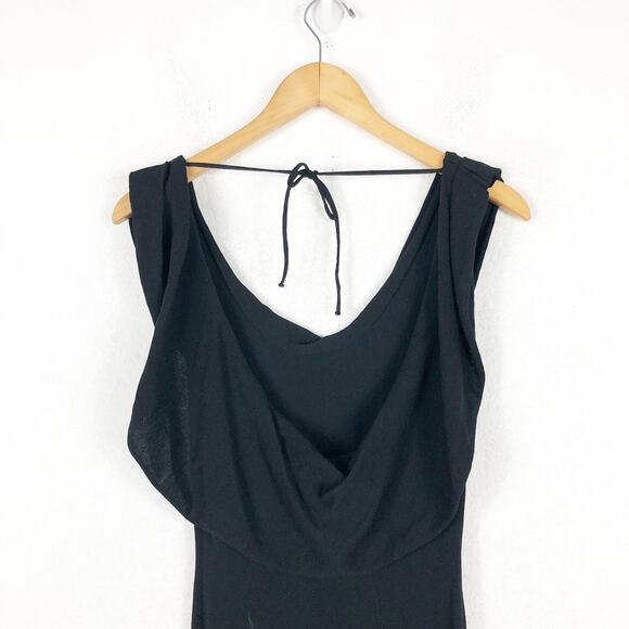 Zara Cowl Neck Black Knit Maxi Dress Small Low Back Resort Wear Minimalist - Picture 11 of 13
